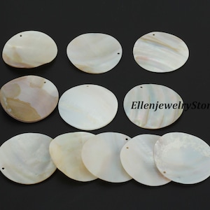5 pezzi 55 mm naturale madreperla bianca naturale conchiglia rotonda pendenti, grandi perle di conchiglia moneta rotonda ciondoli, ciondoli creazione di gioielli, fai da te-NR506