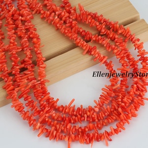 3x15mm High Quality Orange Red Coral Beads,Branch Coral Beads,Loose Stick Coral Beads Supply,Wholesale Coral Beads,Jewelry Making,DIY-EN44