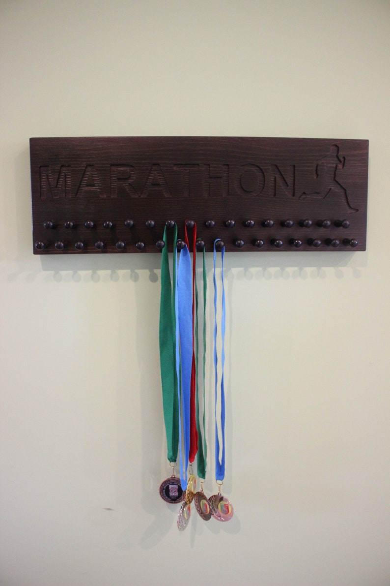 Wooden medal holder Medal holder. display 17 or 33 pegs Etsy