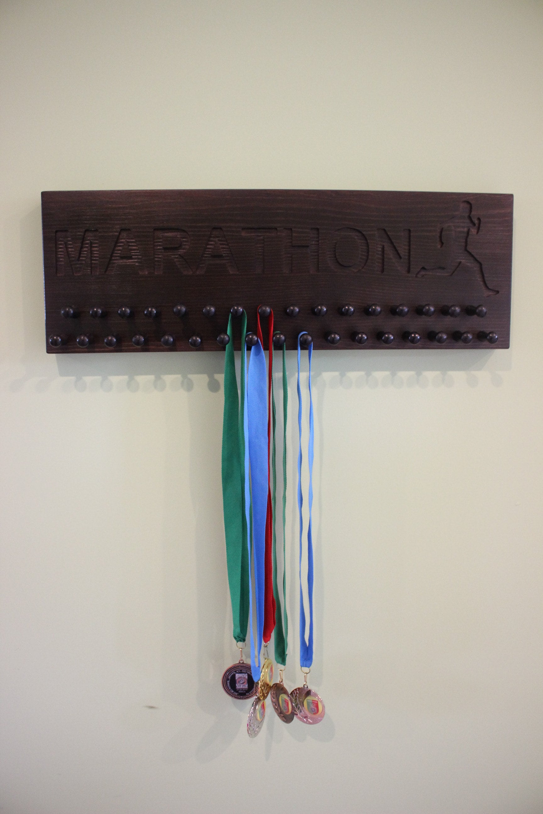 Wooden medal holder Medal holder. display 17 or 33 pegs Etsy