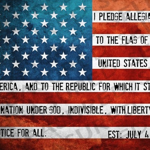 Flag Pledge Printable Pledge of Allegiance Patriotic Wall Art American ...