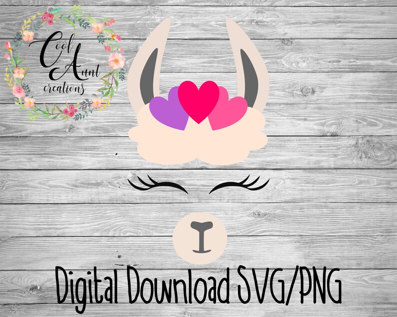 Download Llama Face With Hearts / SVG / PNG / Digital Download ...