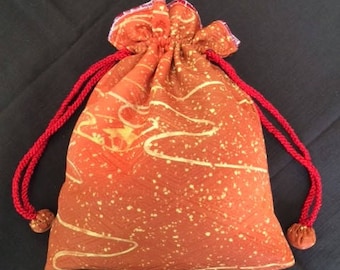 No.18 Fabric Jewelry Pouch, Makeup Pouch, Drawstring Bag, Japanese fabric, kinchaku bag