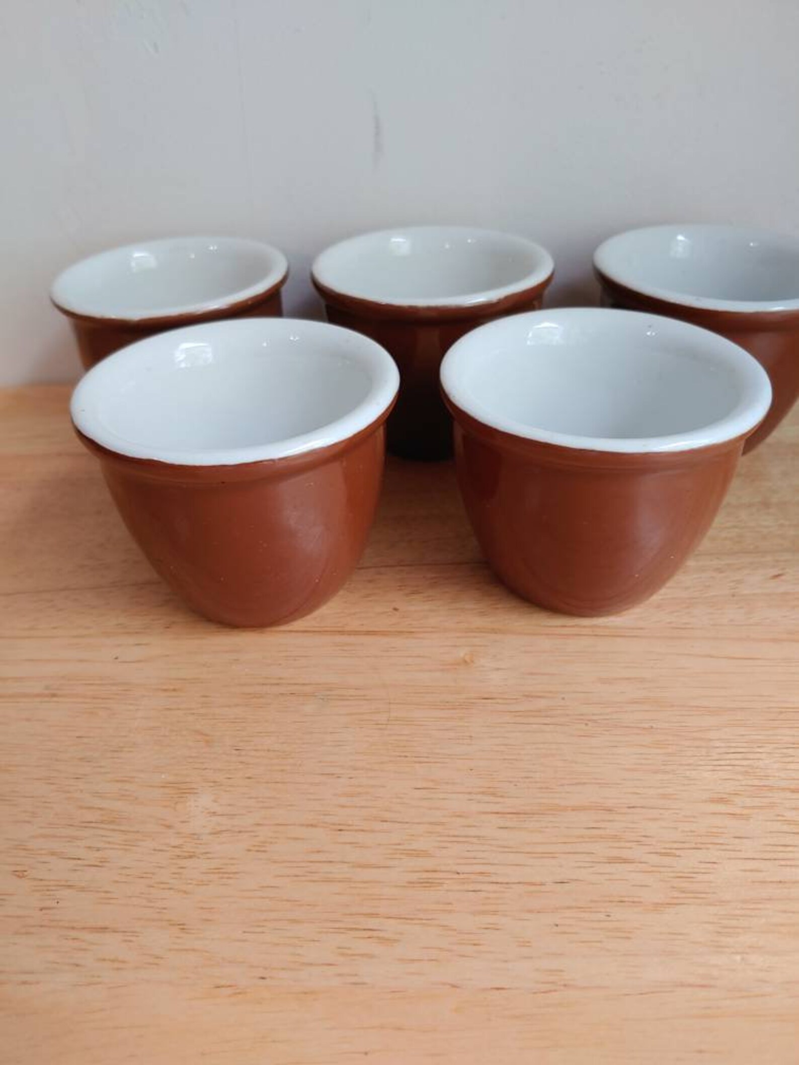 5 Hall Custard Pudding Cups Brown Stoneware Ovens are Baking Etsy