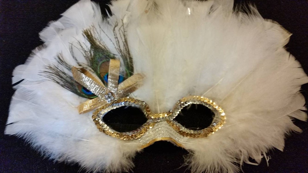 Masked Parade Renaissance Mask Masquerade Mardi Gras Parade Art Feather Face Artisan Lent Gold ...