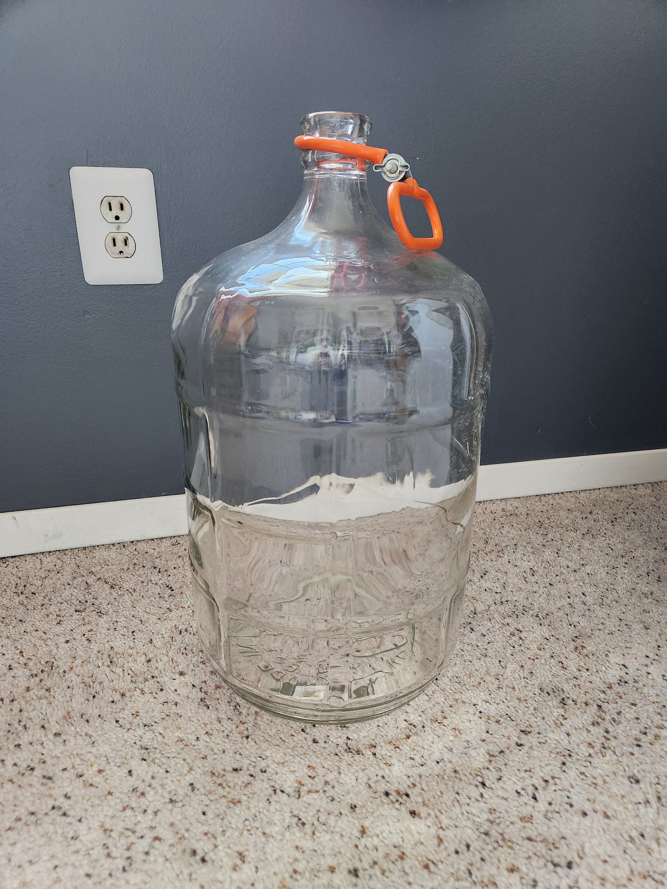 Vintage Blue Rock Glass Water Bottle 5 Gallon 19” tall. Base 9.5