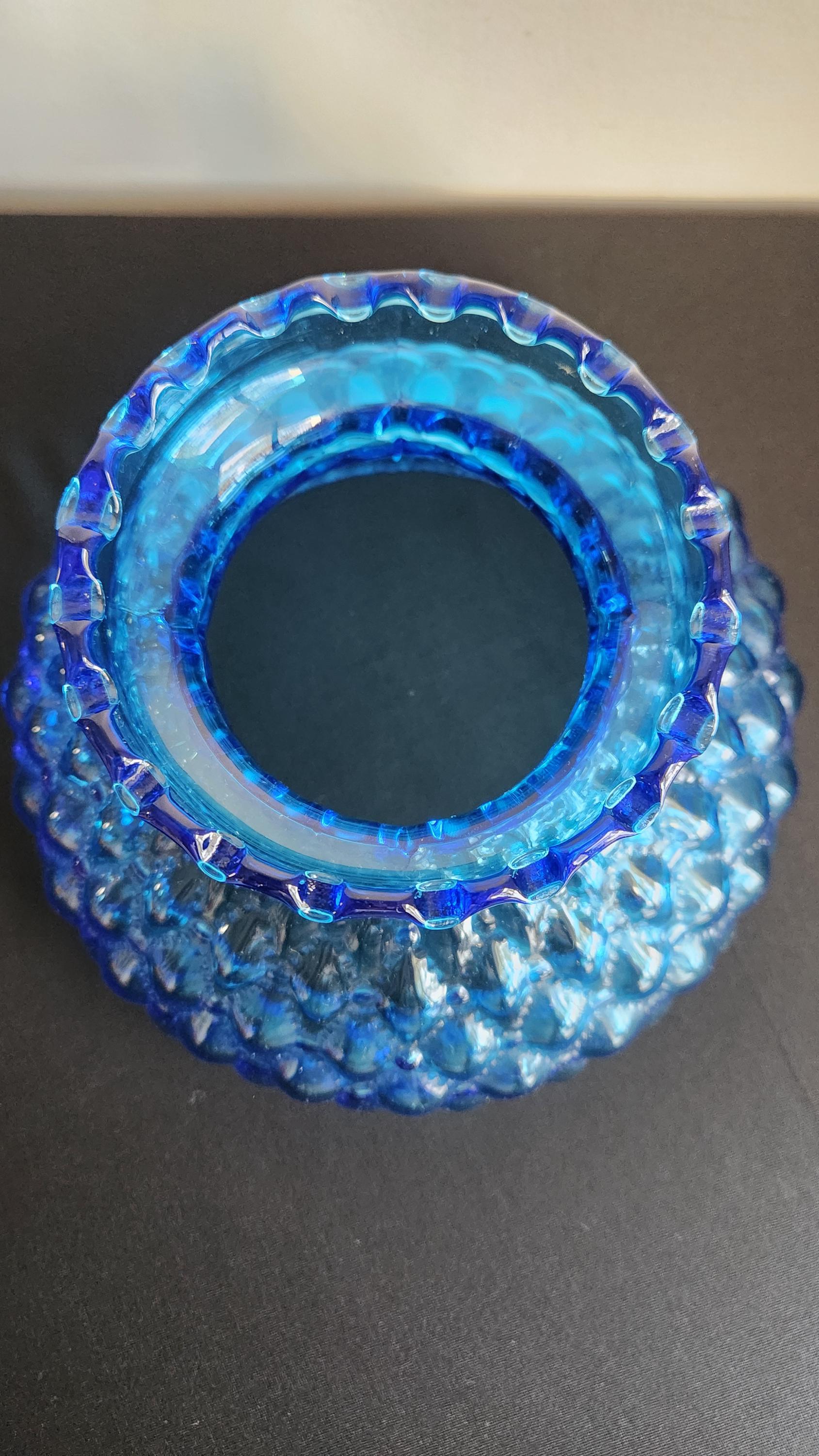 Antique Fenton Glass Blue Hurricane Shade Lamp Replacement Fluted