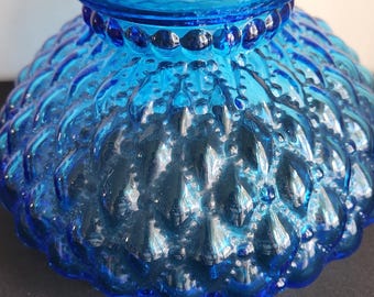 Antique Fenton Glass Blue Hurricane Shade Lamp Replacement Fluted
