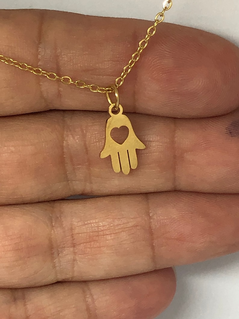 HAMSA ALEK Mini Hamsa Love Minimal Valentine\u2019s Day Gift Hand of Fatima Pendant LuckyCharm Gold Necklace Moroccan Evil Eye Protection Heart
