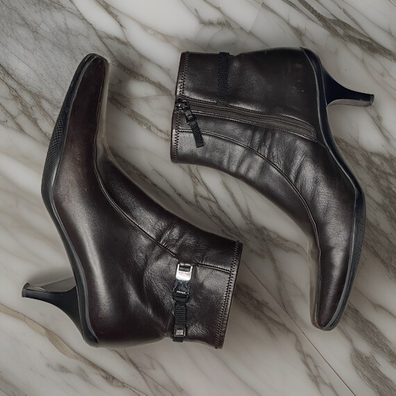 PRADA Vintage Boots Y2K 2000s Linea Rossa Ankle - Dark Brown 