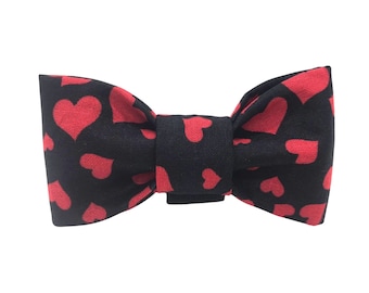 Black with Hearts Valentine's Day Dog Bow Tie