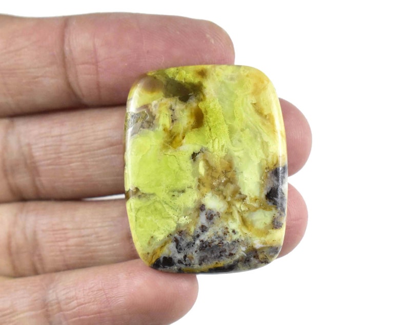 Cushion Shape Green Opal Gemstone Smooth Green Opal Loose Gemstone Natural Green Opal Cabochon Natural Opal 42 Carat 37x29x5 MM C-0514