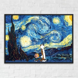 Póster de Calvin y Hobbes Póster de Van Gogh Arte mural de Calvin y Hobbes Arte mural de Van Gogh Impresión de Calvin y Hobbes Impresión de Van Gogh Noche estrellada