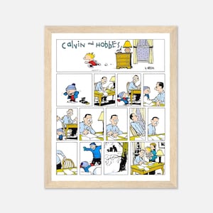 Calvin and Hobbes Framed Poster Gift for Dad Calvin and Hobbes Framed Print Father&#39;s Day Calvin and Hobbes Comic Framed Poster