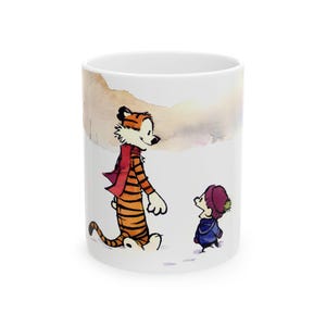 Calvin and Hobbes Ceramic Mug 2 sizes: Watercolor in the snow
