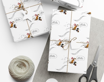 Papel de regalo de Calvin y Hobbes ¡Vamos a explorar! (Varios tamaños)