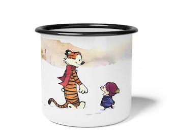 Emaille Camp-mok Calvin en Hobbes: Sneeuwwandeling 12oz