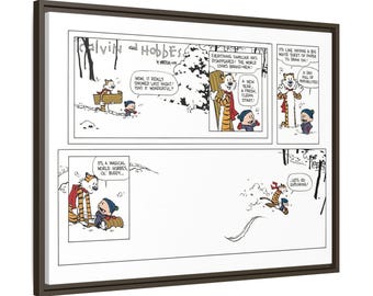 Calvin and Hobbes Framed Canvas Let&#39;s go exploring Calvin and Hobbes Framed Art Calvin and Hobbes Framed Print Gift
