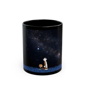 Calvin and Hobbes Black Ceramic Mug 2 sizes: Infinity stars