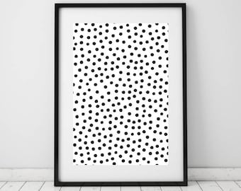 Puntos abstractos arte Vertical pared arte Caos arte arte arte negro y blanco Arte Polka punto arte Arte moderno Decoración minimalista estilo abstracto Punto abstracto
