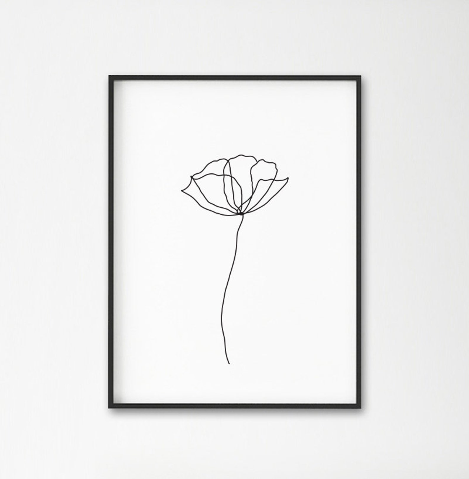 Poppies Printable Wall Art. One Line Drawing Abstract Flowers - Etsy