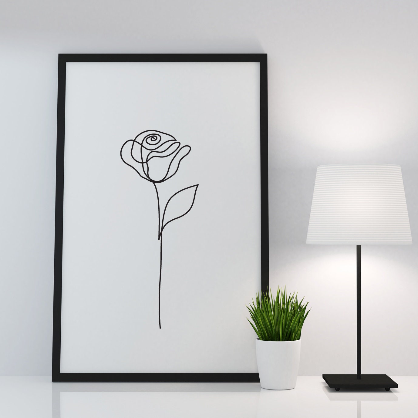 Black Rose Flower, Minimalist Ink Drawing #542 A Wrapping Paper by