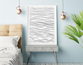 Abstract wave line. Instant download. Minimalist home decor. Modern digital print. Large wall art.