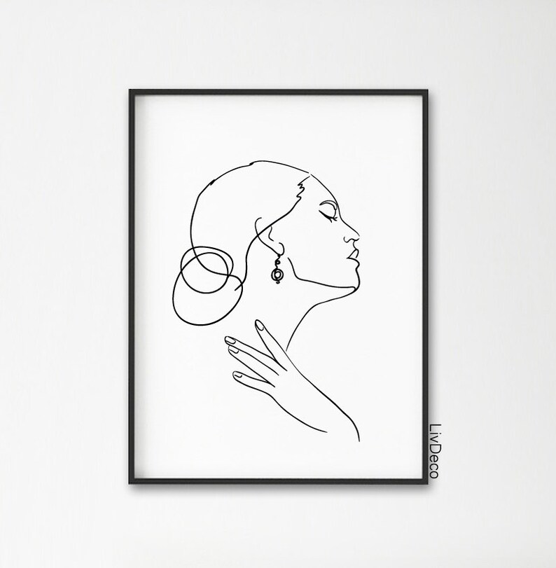 picture Bedroom Simple Wall Art Drawings single line drawing fashion beauty wall