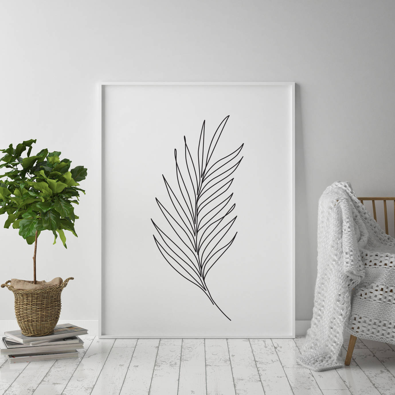 Palm Leaf Print Plants Line Art Abstract Wall Print - Etsy