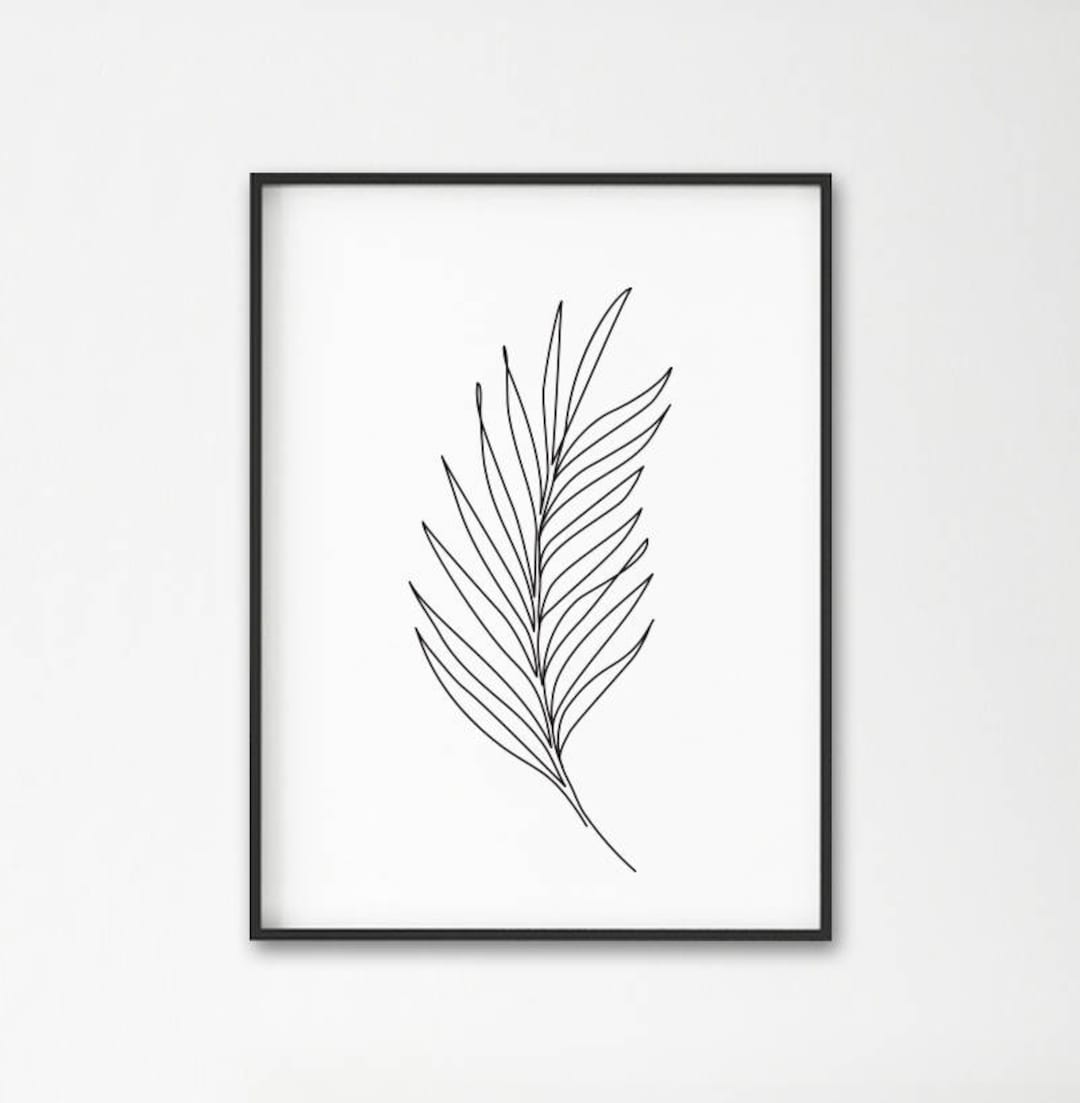Palm Leaf Print, Plants Line Art, Abstract Wall Print, Minimalist Art ...