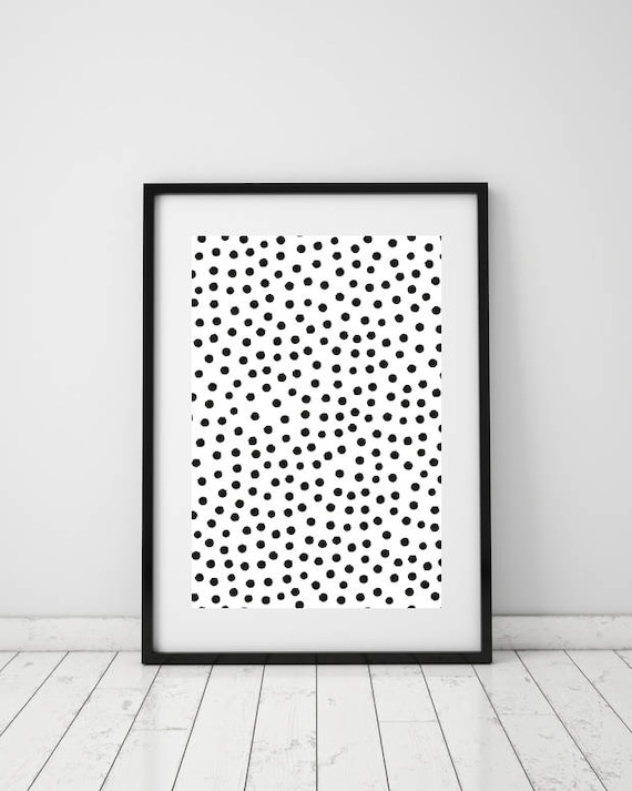Abstract dots art Vertical wall art Chaos art Black and white art Polka dot art Modern Art Minimalist decor Scandinavian style Abstract dot