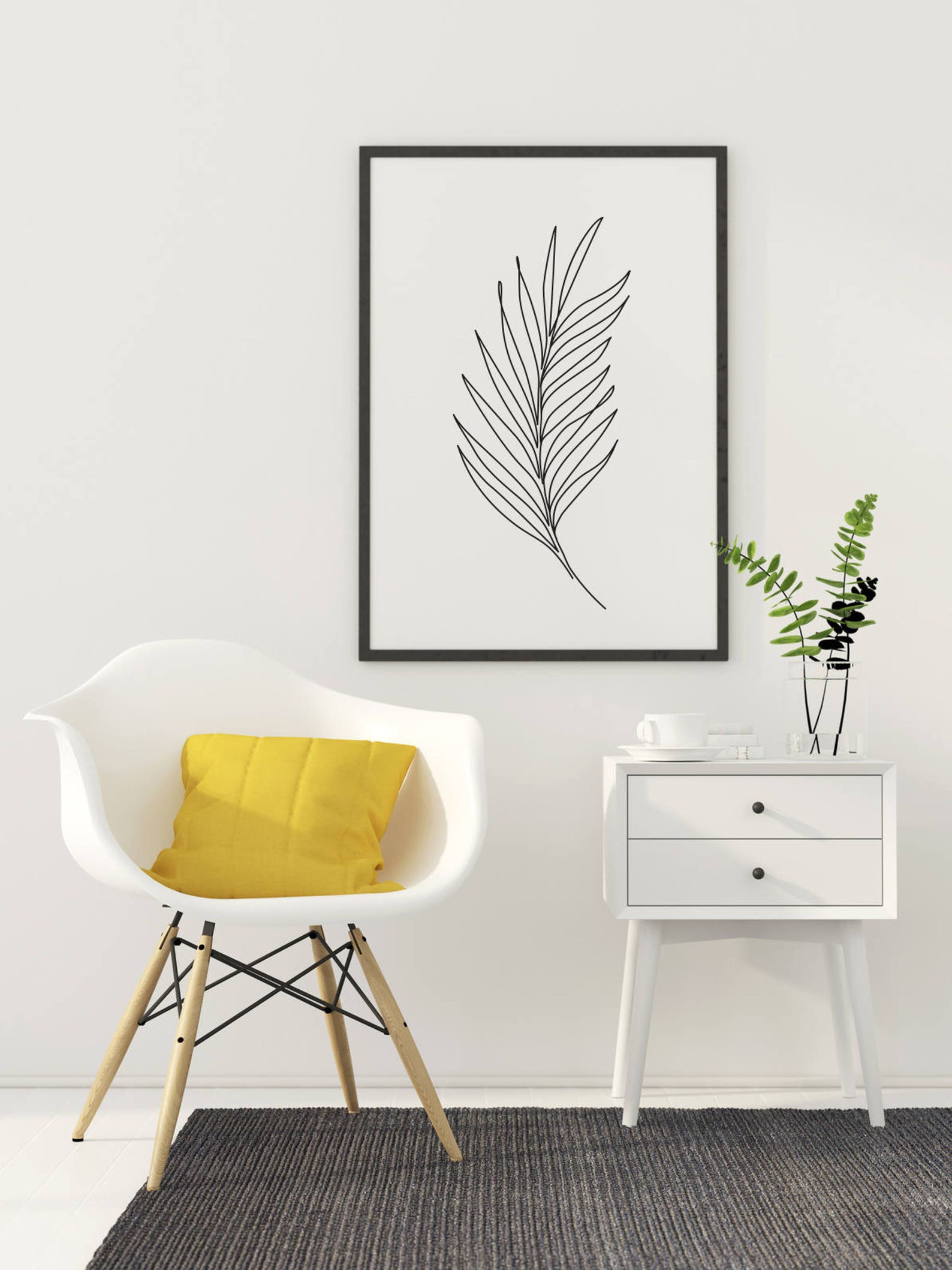 Palm Leaf Print Plants Line Art Abstract Wall Print - Etsy