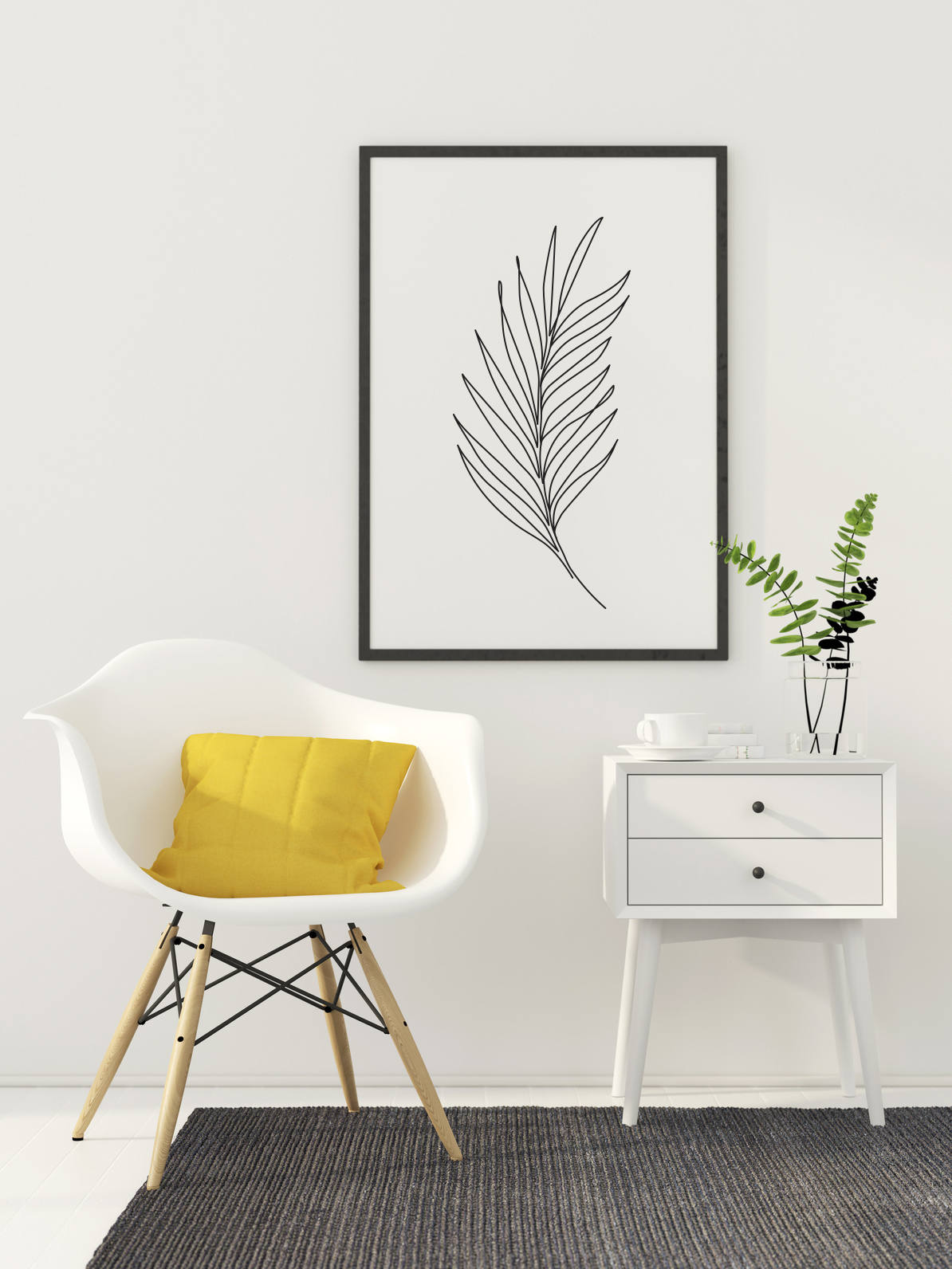 Palm Leaf Print Plants Line Art Abstract Wall Print | Etsy
