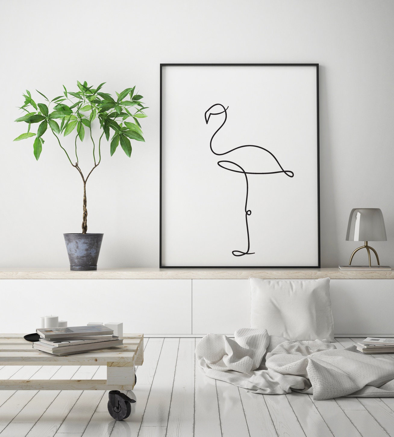 フラミンゴの線画アート（ピカソのプリント） Amazon.co.jp: フラミンゴ線画アート キャンバス絵画パブロ