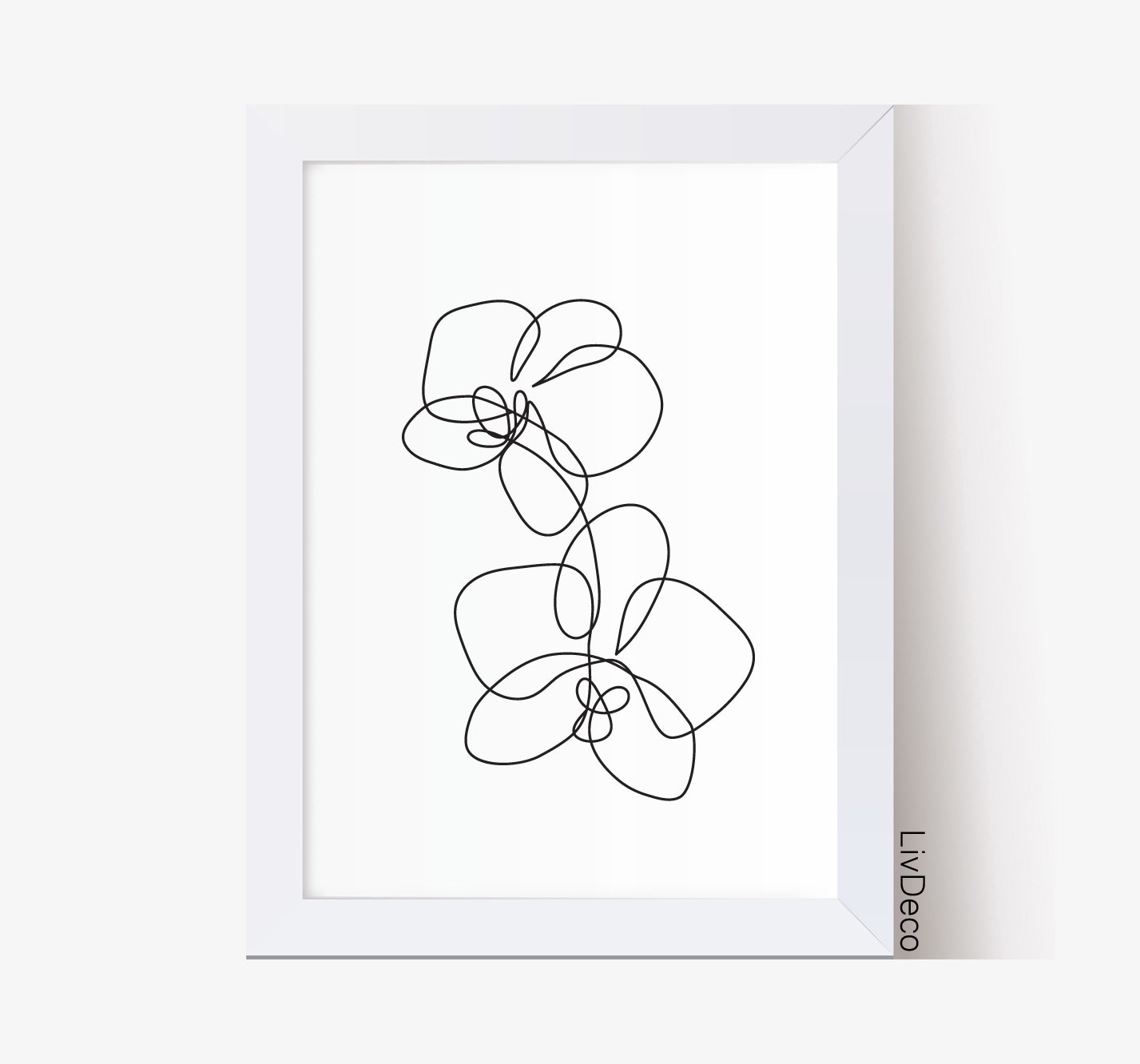 Orchid Flower Wall Decor, Minimalist Printable Art, One Line