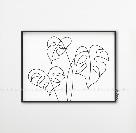 Monstera Leaves Line Art Botanic Print Abstract Plants Wall Etsy Monstera Leaves Line Art Botanic Print Abstract Plants Wall Etsy