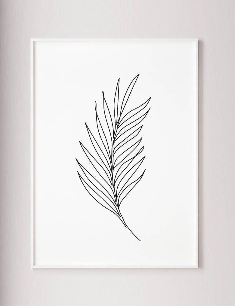Palm Leaf Print Plants Line Art Abstract Wall Print - Etsy