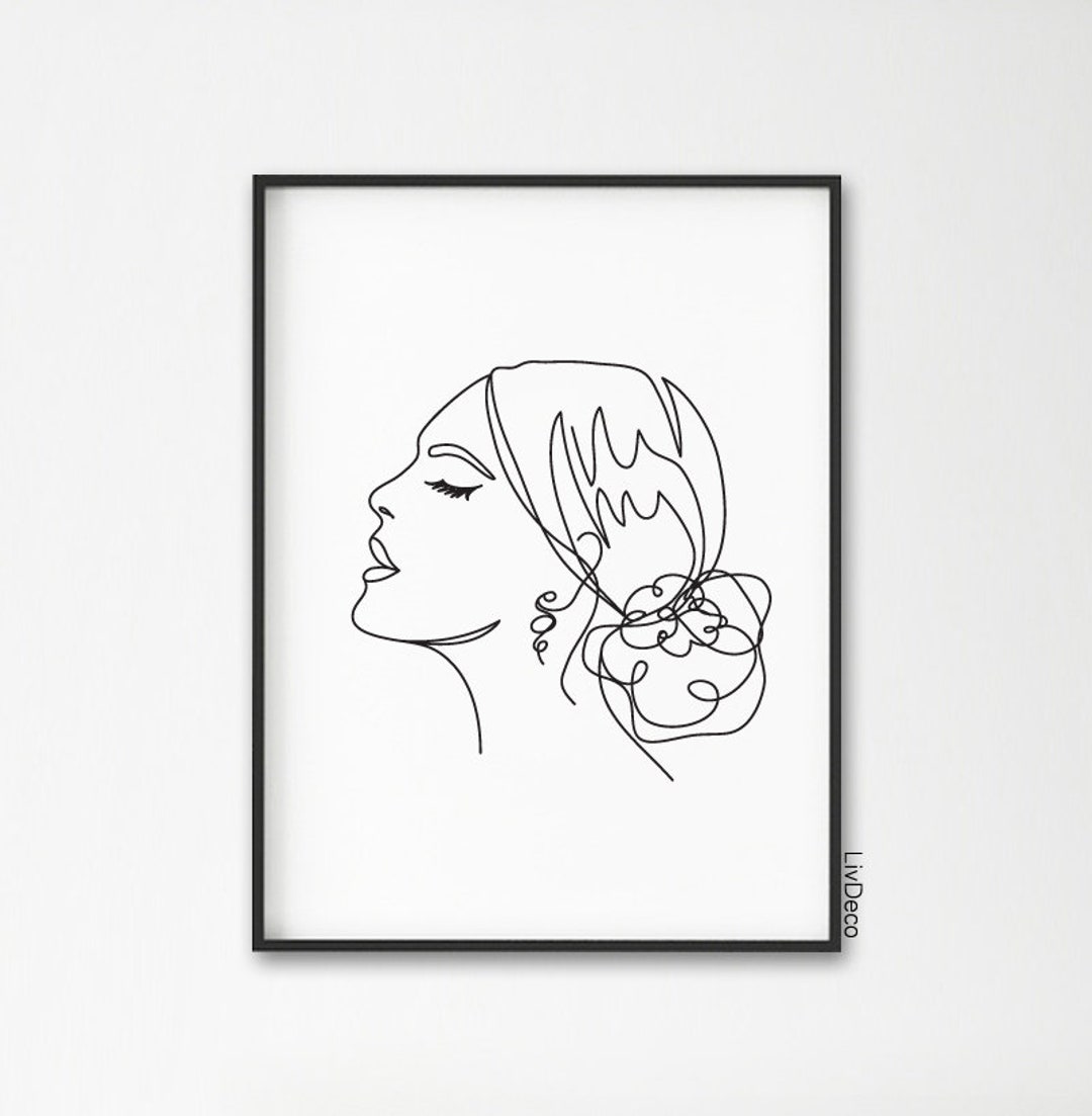 One Line Face Art Woman One Line Drawing Face Portrait Abstract Simple Line - Etsy UK