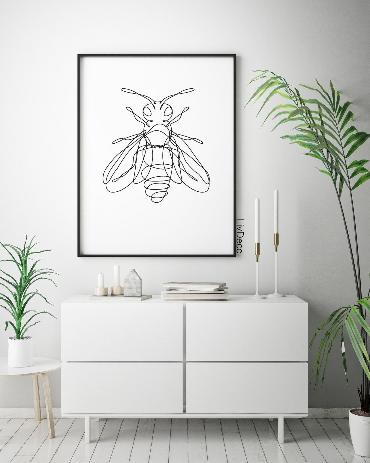 Bee One Line Drawing Bumble Bee Wall Print Abstract Insect - Etsy