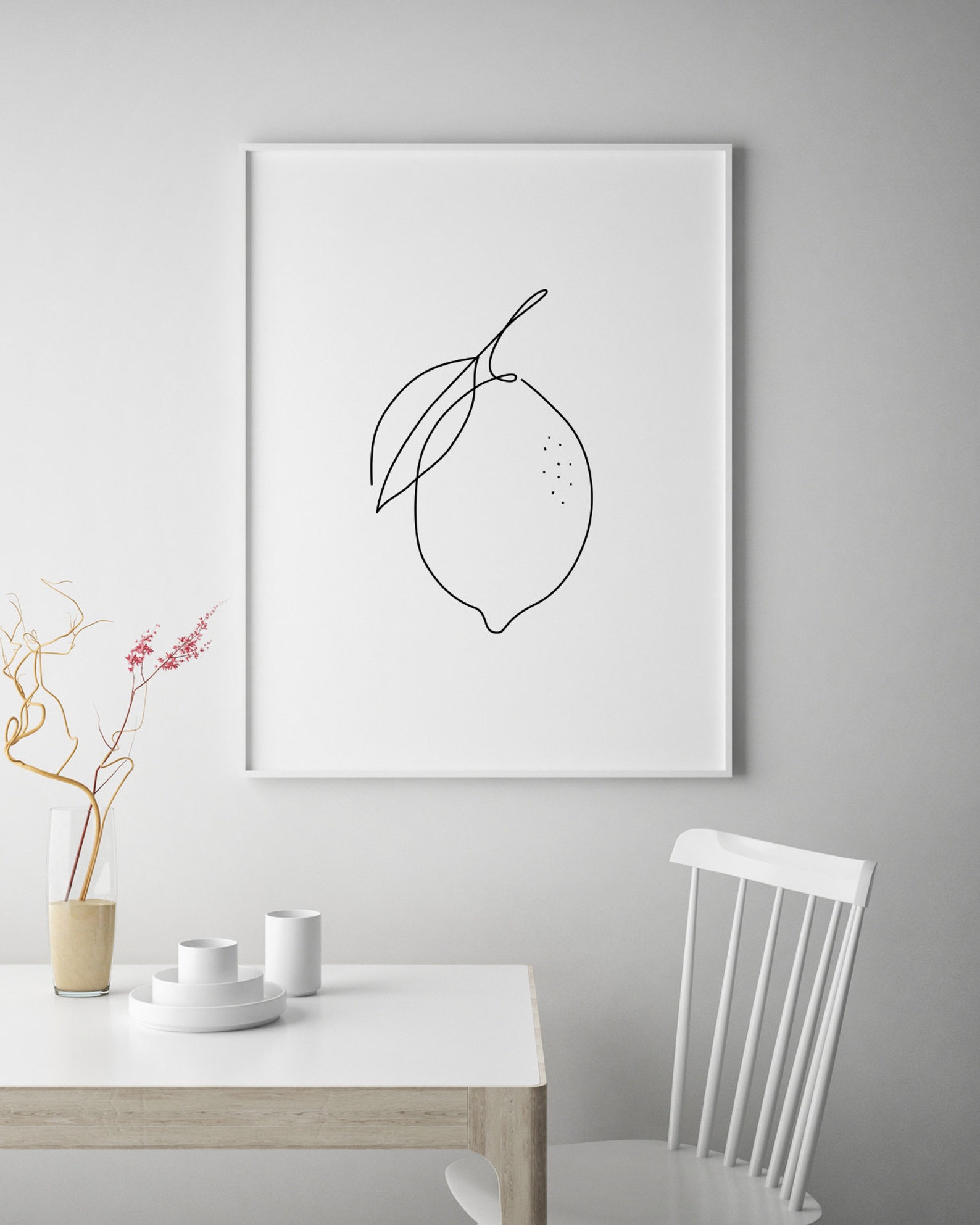 Lemon Fruit Wall Art Lemon Print Minimalistic Art Modern Etsy