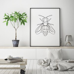 bee-one-line-drawing-bumble-bee-wall-print-abstract-insect-wall-decor