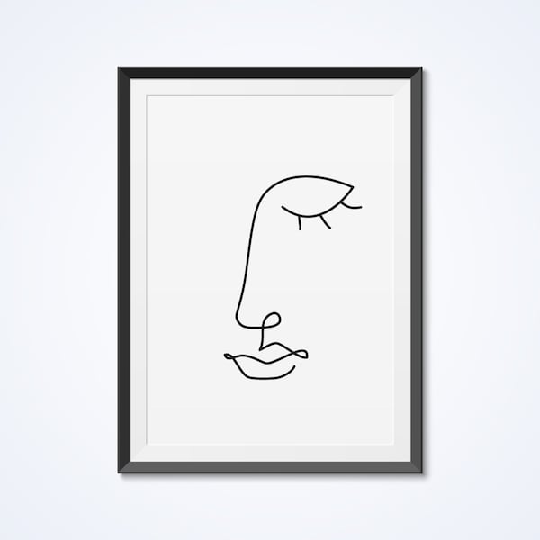 Abstract Face Print Etsy