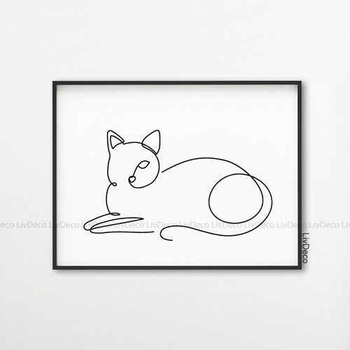 Minimalist Cat Print Line Art Arm Figure Cat Line Drawing - Etsy