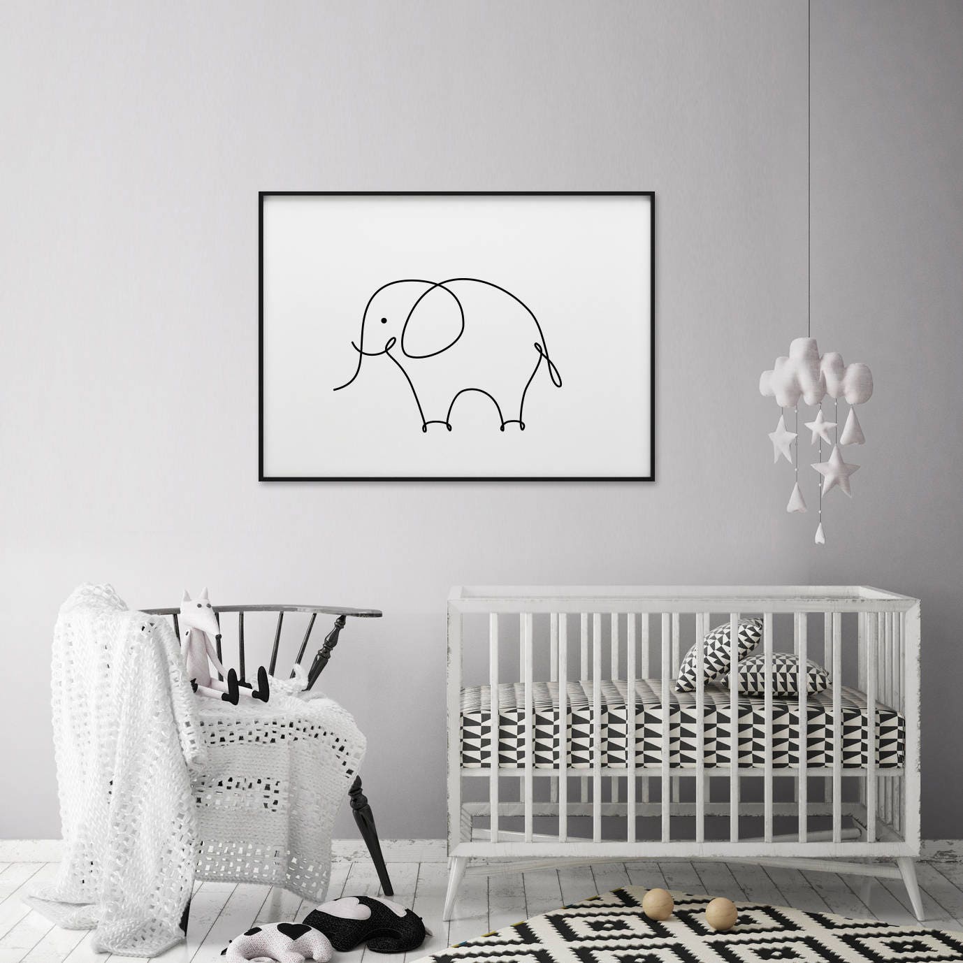Elephant Print, Nursery Animals Wall Art, Elephant Baby Room Decor ...
