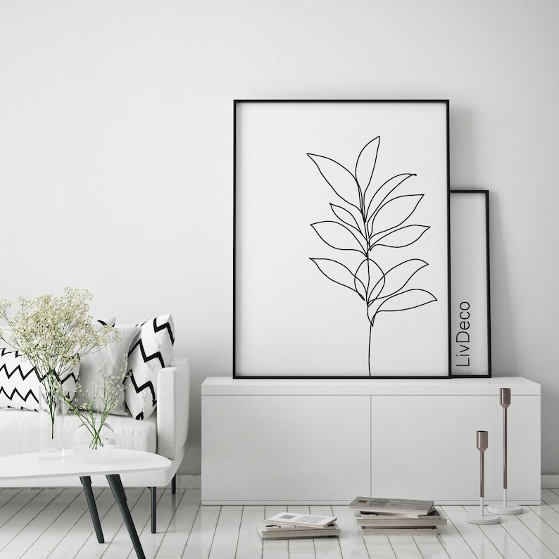 Stunning Minimalist Living Room Botanical Decor image