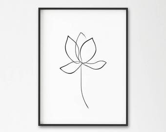 Water Lily Drawing Etsy