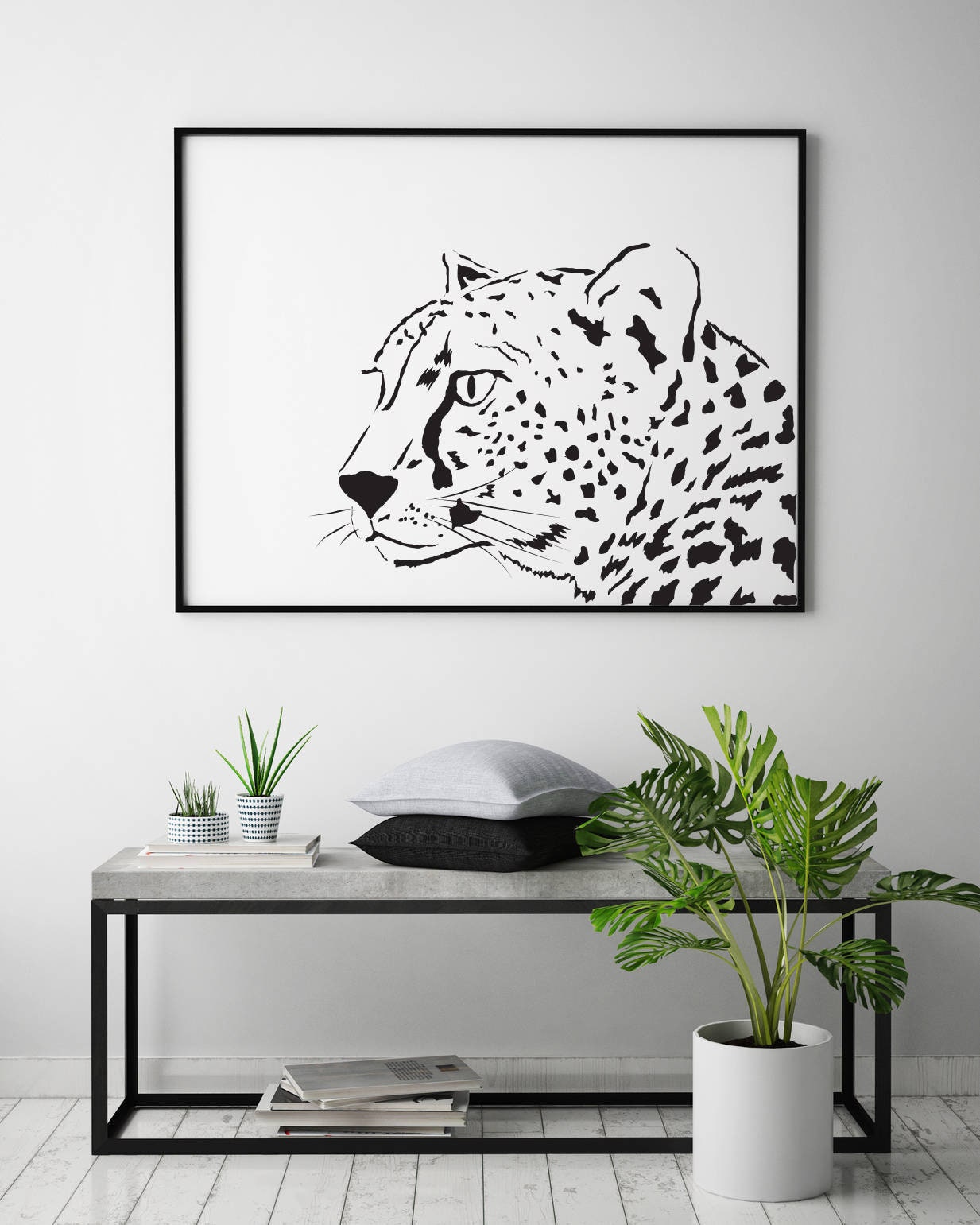 Leopard Wall Art. Minimalistic Large Abstract Art Print. Etsy