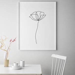 Poppy Flower Wall Line Art Print Minimalist Modern Art Decor - Etsy