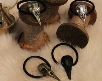 Raven Skull Hair Ties/crow skull/Viking hair tie/ Halloween costume