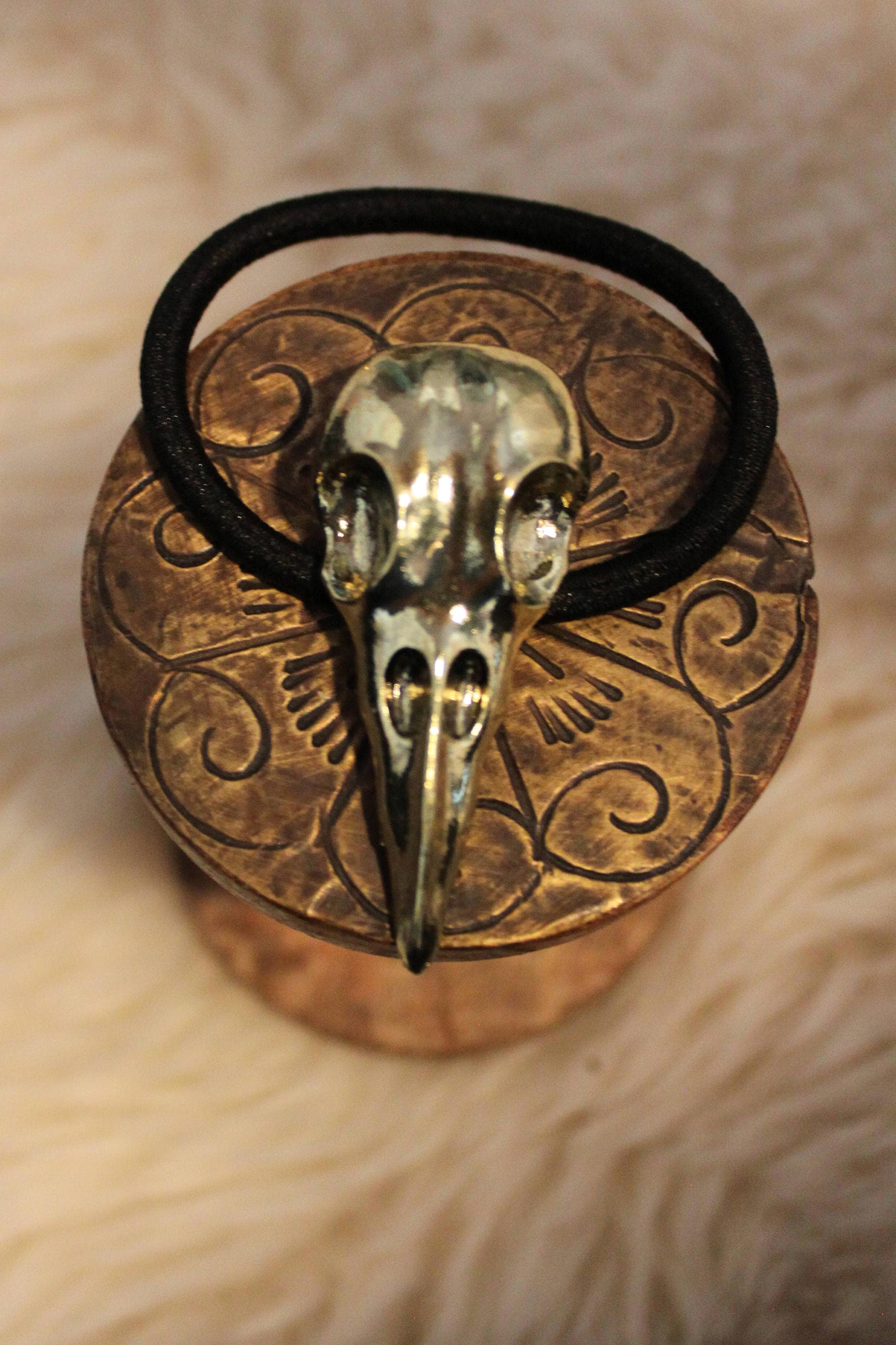 Accessoires Haaraccessoires Strikken & Elastiekjes Raven Skull Hair Ties/crow skull/Viking hair tie/ Halloween costume 